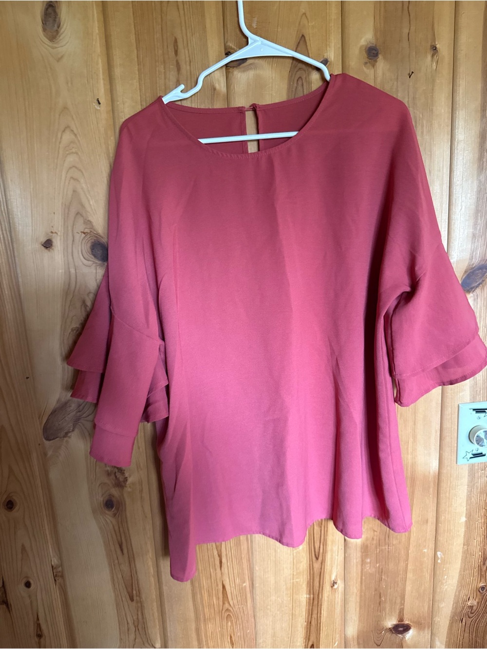 Women's Rose Pink Ruffle Sleeve Blouse